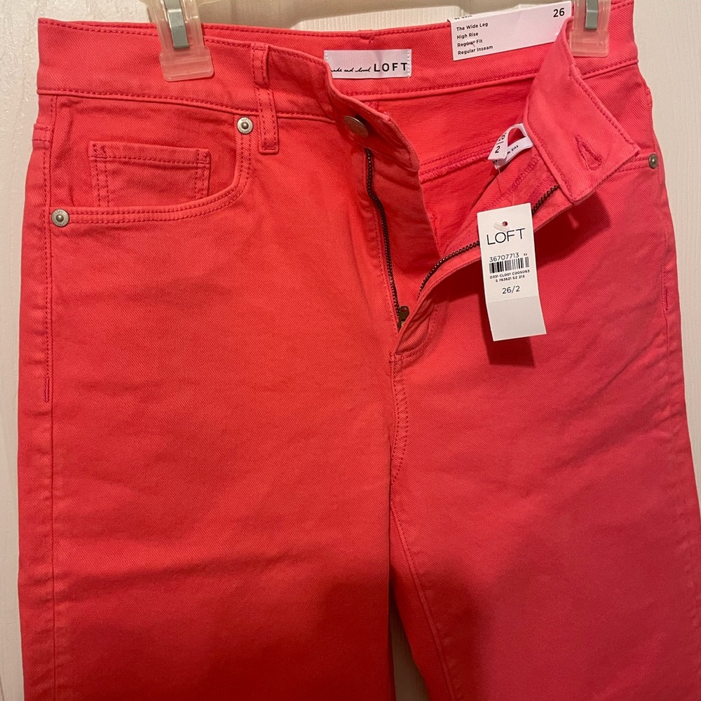 New LOFT Wide Leg High Waisted Pants Vibrant Salmon Pink!Women’s 26 (Approx   4)